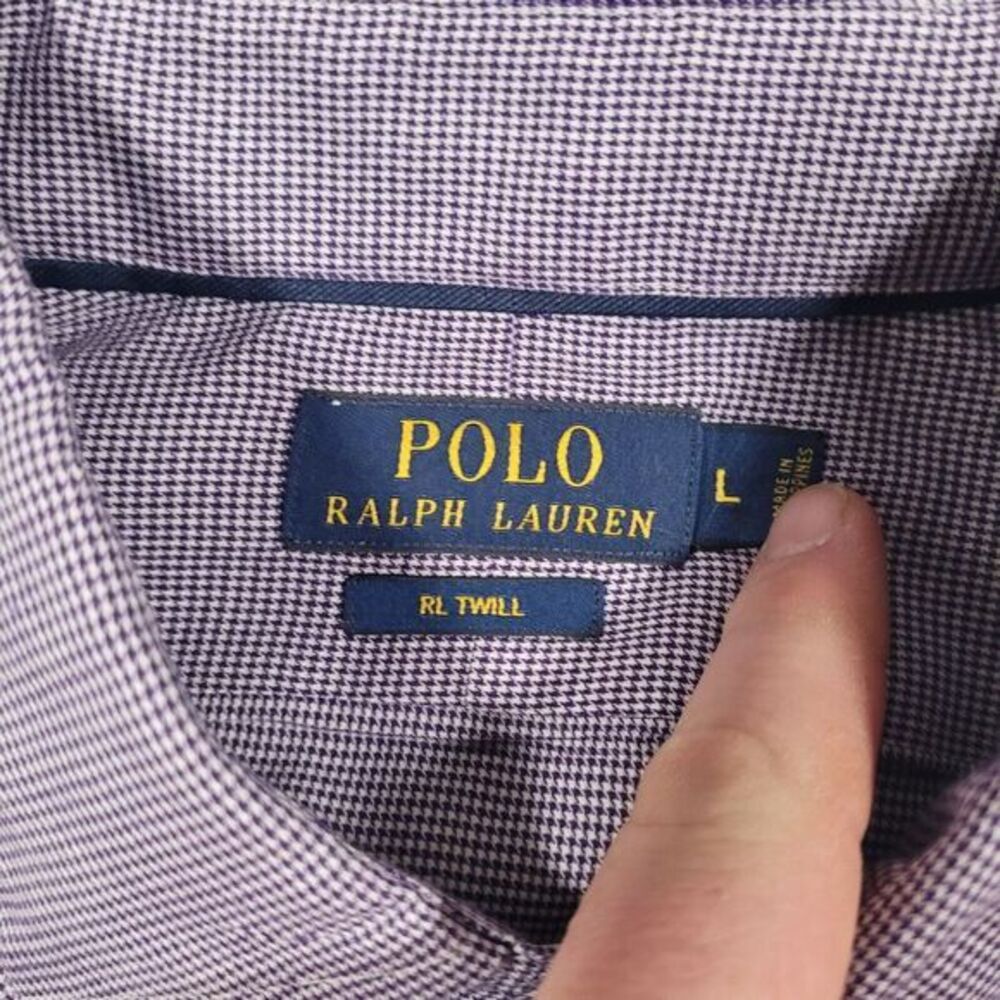 Ralph Lauren RL Twill Shirt Mens Large Micro‎ Gingham Check Button Down Purple - Picture 4 of 10